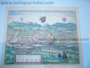 Kempten, anno 1580, Braun Hogenberg, altkoloriert