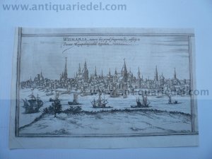 Rostock, anno 1575, Panorama, bei Braun/Hogenberg