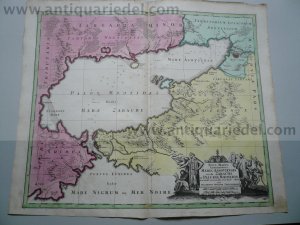 Black Sea,map,Seutter,anno 1730, contemporary coloured