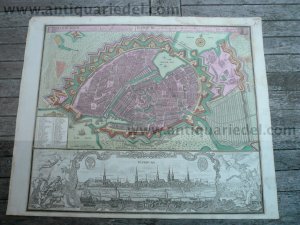 Hamburg, Plan+Panorama, Lotter, 1760, altkoloriert