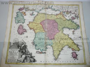 Morea,Peloponnes,map, Seutter,anno 1730