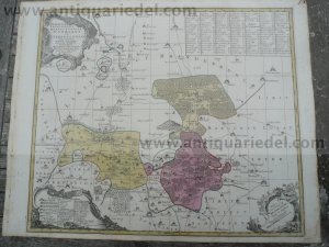 Dahme-Jüterbog, anno 1760, Landkarte, Seutter/Lotter, altkolori