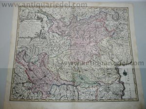 Mediolanensis,Venetia,map,Seutter anno 1720,old coloured