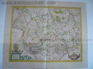 Braunschweig-Norddeutschland, anno 1630, Hondius, altkoloriert