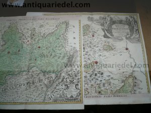 Prerau/Moravia, Homann, 2 maps, anno 1720 Old coloured coppermap