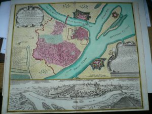 Belgrad, Plan+Panorama, Seutter/Lotter, 1760, old colours Copper