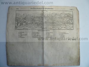 Montpellier,anno 1570,woodcut, Seb.Munster Woodcut, edited by Se