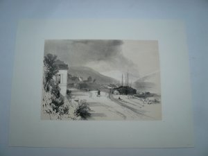 Bingen-Ehrenfels, anno 1834, Tonlithographie, Harding