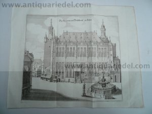 Aachen, anno 1650, das Palatium und Rathause zu Achen Merian Mat