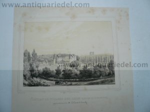 Chateau Villers-Sur-Lesse, Lithograph, anno 1840, Degobert Pierr