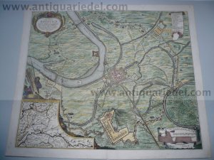 Rheinberg,siege of, Blaeu anno 1649, old coloured