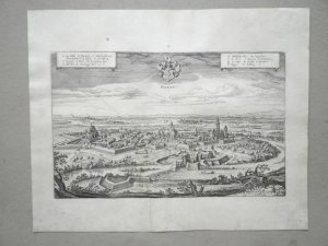 Hanau, anno 1655, Merian Matthäus, Kupferstich, selten Kupferstich nach Matthäus Merian, Frankfurt a.M.; um 1655 Blattgröße: ca. 30 x 38 cm aus der "Topographiae […]