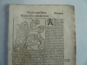 Afrika, anno 1550, Beschreibung-S.Münster, Cosmographie, 12 Seiten -beschrieben wird u.a.: von den Löwen, mit einem Holzschnitt, Mauretanien, Karthago […]