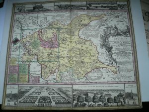 Großenhain, anno 1741, Kupferkarte, Seutter Matthäus, altkoloriert Kupferkarte, verlegt von Seutter M., gestochen von T.C.Lotter, "Goegraphische Abzeichnung […]