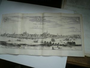 Rostock-Warnemünde, anno 1653, Merian Matthäus -GROSSE PANORAMAANSICHT-----