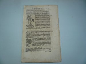 antiquarisches Buch – Münster Sebastian – Limburg-Neuß, anno 1590, Sebastian Münster, 4 Seiten Cosmographia, anno 1590, mit Holzschnitten         ---   Blattmaß jeweils 35 x 22 cm., gering gebräunt.