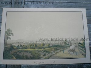 Frankfurt/M., anonym. Lithographie, ca. 1840 -SEHR DEKORATIV---- Sehr dekorative, anonyme Lithographie der Stadt Frankfurt/M., Blattmaß: 37x57 cm., minimale […]