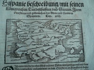 Geschichte Spaniens, anno 1590, Auszug aus S.Münster, Cosmographia, 24 Seiten Text mit Holzschnitten, sehr selten -u.a. mit einer kleinen Karte, Granada […]