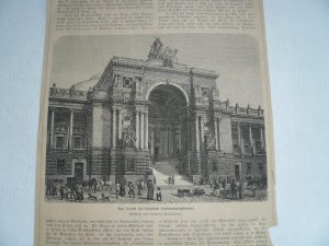 Berlin-Portal des deuschen Parlamentsgebäudes-Entwurf- anno 1872 --Holzstich, Ansicht: 15 x 19 cm..