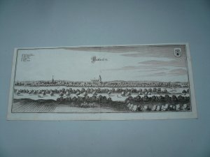 Pattensen b. Hannover / Niedersachsen, Kupferstich, Merian anno 1650 Original Kupferstich von Merian - Blattmasse: ca. 40 x 18 cm - gut erhalten.