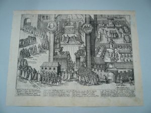 Stuttgart, anno 1603, Verleihung Hosenbandorden an Herzog Friedrich von Württemberg, Kupferstich, ORIGINAL