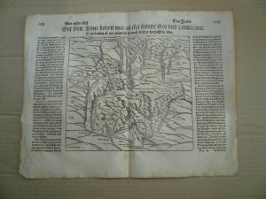 Rom, anno 1576, Holzschnitt, S. Münster, Plan der Stadt, 21x22 cm., Blatt: 30x40 cm.. Early woodcut of Roma, edited in Munsters Cosmographa, anno 1576