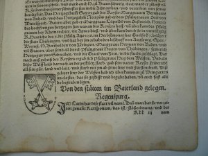 antiquarisches Buch – Münster Sebastian – Regensburg/Passau, anno 1560, S. Münster, Cosmographia, 4 Seiten      --Beschreibung der beiden Städte, Auszug aus einer deutschen Cosmographie--- Blattmaß jeweils 30 x 20 cm..