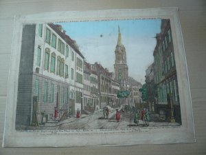 Berlin, Klosterstrasse nebst Dom-Kirche, anno 1785, Guckkastenblatt prospect von der kloster strasse nebst dem dom thurm der dom kirche in berlin vue […]