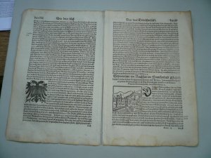 Schweinfurt/Rothenburg/Tauber/Wertheim,Frankfurt/M., anno 1570, Sebastian Münster, Cosmographia --6 Seiten aus Sebastian Münster, Cosmographia, Blattmaß […]