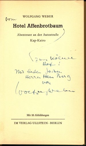 antiquarisches Buch – Wolfgang Weber – Hotel Affenbrotbaum Abenteuer an der Autostraße Kap-Kairo