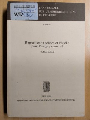 gebrauchtes Buch – Taddeo Collovà – Reproduction sonore et visuelle pour l'usage personnel  Vervielfältigung auf Ton- und Bildtonträger für den persönlichen Gebrauch  Audio and visual reproduction for personal use.