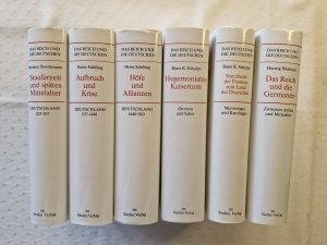 1. Buch; Stauferzeit und spätes Mittelalter : Deutschland 1125 - 1517 2. Buch; Aufbruch und Krise 1517 - 1648 3. Buch; Höfe und Allianzen 1648 - 1763 4. Buch; Das Reich und die Germanen 5. Buch; Vom Reich der Franken zum Land der Deutschen 6. Buch; Hegemoniales Kaisertum