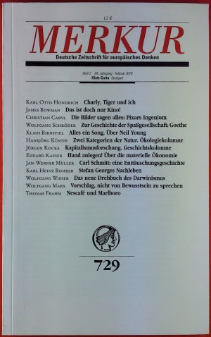 MERKUR - Deutsche Zeitschrift für europäisches Denken. HEFT 2, 64. Jahrgang, Februar 2010, INHALT: Alles ein Song. Über Neil Young - Stefan Georges Nachleben […]