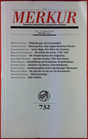 MERKUR - Deutsche Zeitschrift für europäisches Denken. HEFT 5, 64. Jahrgang, Mai 2010, INHALT: Grau Magie. Der Maler Luc Tuymans - Agonales Denken. Über […]