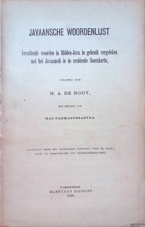 Javaansche woordenlijst bevattende woorden in Midden-Java in gebruik vergeleken met het Javaansch in de residentie Soerakarta