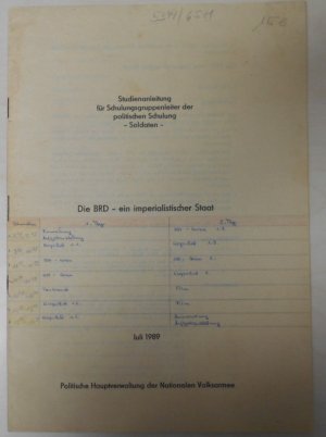 Studienanleitung für Schulungsgruppenleiter der politischen Schulung - Soldaten-/ Die BRD - ein Imperialistischer Staat