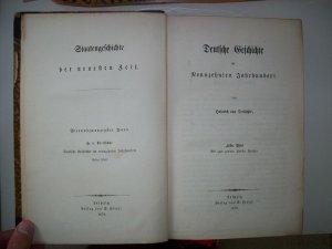 "Deutsche Geschichte im Neunzehnten Jahrhundert" Erster bis Fünfter Teil Staatengeschichte 1879