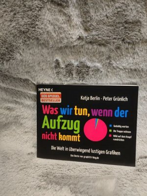 gebrauchtes Buch – Berlin, Katja und Peter Grünlich – Was wir tun, wenn der Aufzug nicht kommt : die Welt in überwiegend lustigen Grafiken. Katja Berlin ; Peter Grünlich