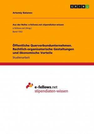 Öffentliche Querverbundunternehmen. Rechtlich-organisatorische Gestaltungen und ökonomische Vorteile / Artemiy Batanov / Taschenbuch / 24 S. / Deutsch / 2015 / GRIN Verlag / EAN 9783668026353