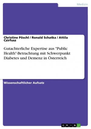 Gutachterliche Expertise aus "Public Health"-Betrachtung mit Schwerpunkt Diabetes und Demenz in Österreich / Christine Pöschl (u. a.) / Taschenbuch / Paperback / 44 S. / Deutsch / 2015 / GRIN Verlag