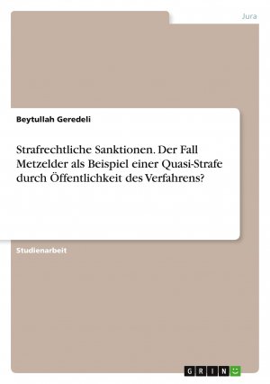 Strafrechtliche Sanktionen. Der Fall Metzelder als Beispiel einer Quasi-Strafe durch Öffentlichkeit des Verfahrens? / Beytullah Geredeli / Taschenbuch / Paperback / 32 S. / Deutsch / 2022