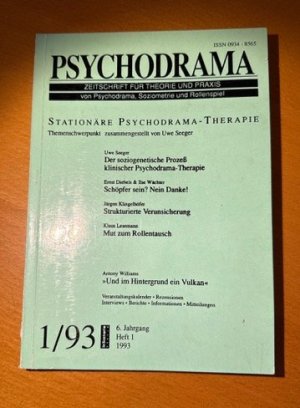 Bildtext: Psychodrama: Stationäre Psychodrama-Therapie - Heft 1/93 von Seeger, Uwe u.a.