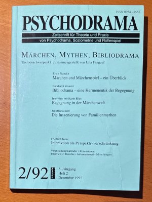 Bildtext: Psychodrama: Märchen, Mythen, Bibliodrama - Heft 2/92 von Fangauf, Ulla