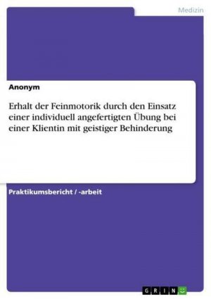 Erhalt der Feinmotorik durch den Einsatz einer individuell angefertigten Übung bei einer Klientin mit geistiger Behinderung