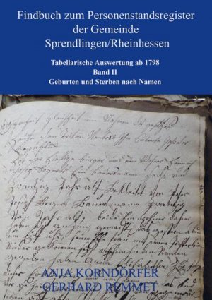Findbuch zum Personenstandsregister der Gemeinde Sprendlingen/Rheinhessen
