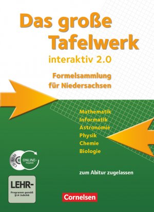 ISBN 9783060016150: Das große Tafelwerk interaktiv 2.0 - Formelsammlung für die Sekundarstufen I und II - Niedersachsen – Schulbuch mit CD-ROM