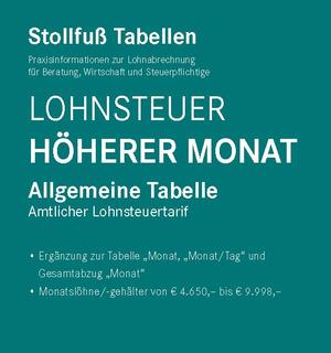 ISBN 9783083335221: Tabelle, Lohnsteuer 2022 Höherer Monat - Allgemeine Tabelle