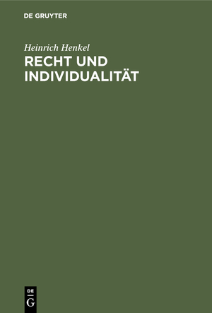 ISBN 9783110030921: Recht und Individualität