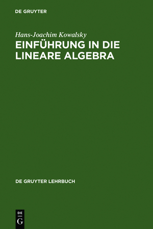 ISBN 9783110037241: Einführung in die lineare Algebra