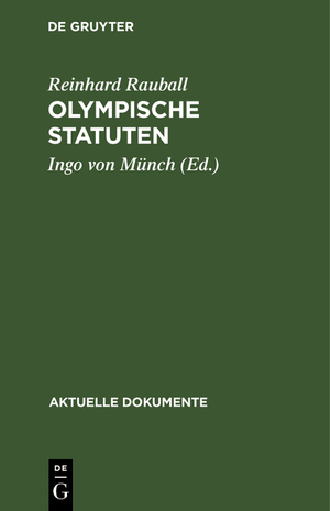 ISBN 9783110041583: Olympische Statuten